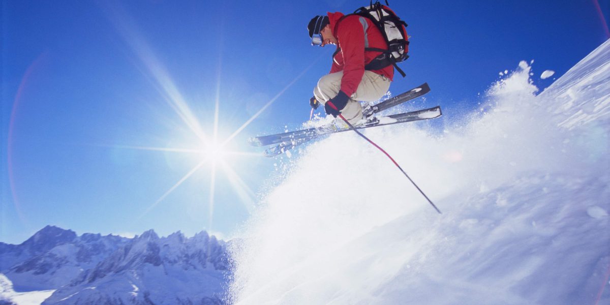 Young man skiing